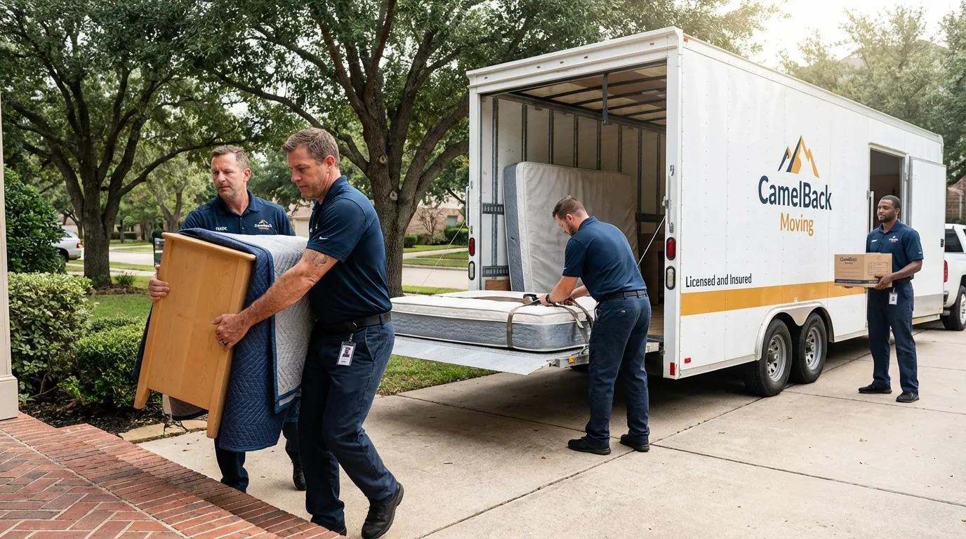 Crew loading residential truck for cross-state move from Clear Lake, SD
